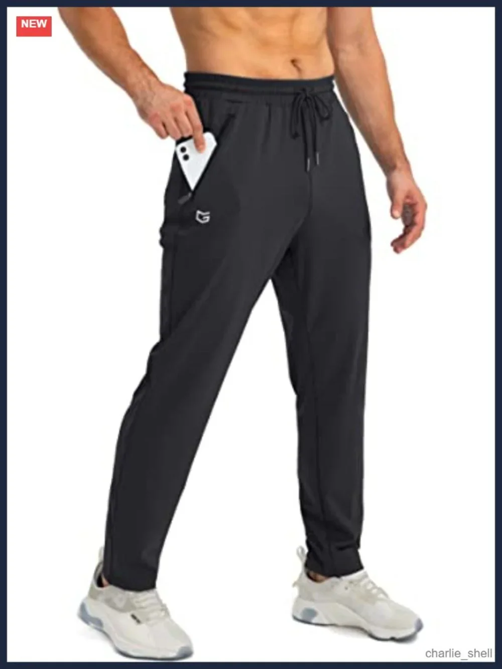 Men's Sweatpants Tapered Joggers with 3 Zipper Pockets Stretchy Athletic Pants